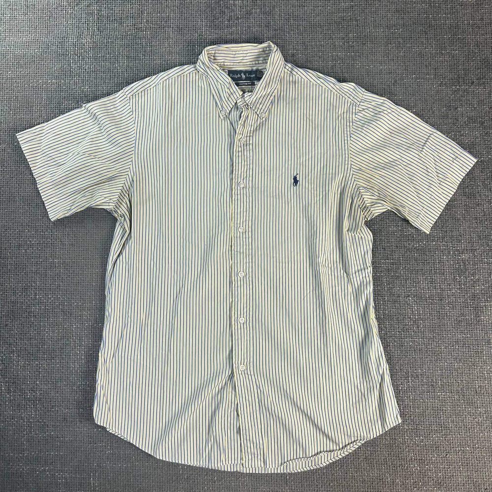 Polo Ralph Lauren Button Down Shirt Mens L Blue Yellow Striped Custom Fit